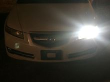 This is a picture of the headlights on the "high beam" setting.