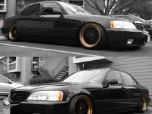 Lowered on 04-08 Tsx function forum type1 coilover suspension.  Blacked out all the chrome to the OEM paint code to match the car also went with 18x9.5/10.5 +20/25 offset black and bronze wheels with 04 Honda accord rear camber kit. Honda legend lowering control arm's. New rotors and break pads.