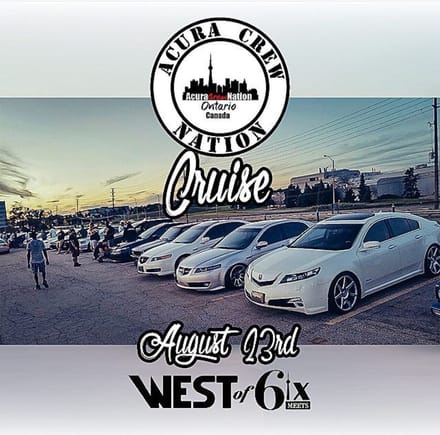 Calling all Acura's!!!!!!
For the East of the GTA we are meeting at Yorkdale area Home Depot Parking Lot 5pm on the 23rd of Aug

For the West Side Folks 5pm at Sq1 Mall Parking lot.

East Side folks will ride out at 5:30 to SQ1 to Cruise to West of 6ix location in Oakville.

All Acura's are welcome.