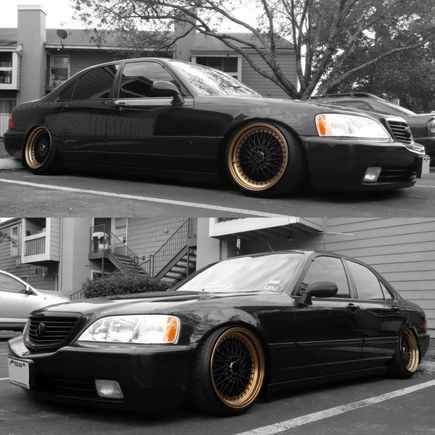 Lowered on 04-08 Tsx function forum type1 coilover suspension.  Blacked out all the chrome to the OEM paint code to match the car also went with 18x9.5/10.5 +20/25 offset black and bronze wheels with 04 Honda accord rear camber kit. Honda legend lowering control arm's. New rotors and break pads.