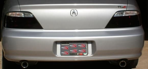 taillights...no license...took off emblems once i got it back from dealership after the vandalism was fixed..no marks from the glue or anything!! Acura painted the taillights for me too