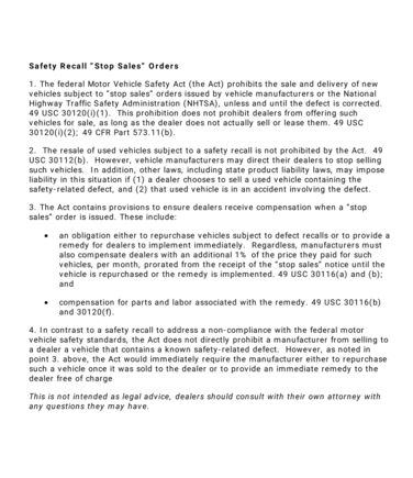 Federal Motor Vehicle Safety Act 49 USC 30120(i)(3)