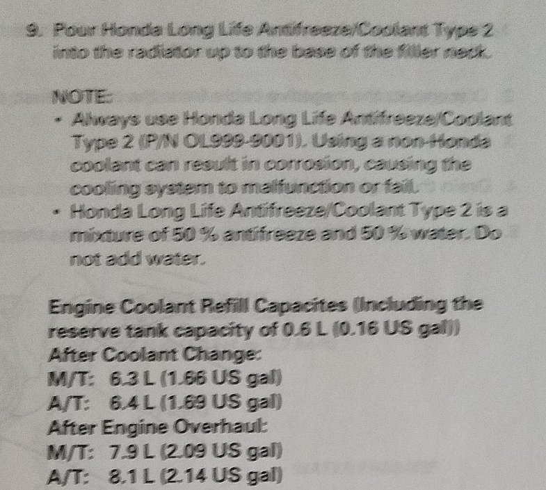 How Much Coolant? - AcuraZine - Acura Enthusiast Community