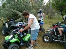Eric Helping Little Saphire Out, Her First Time Riding In The Sand On Her New Quad! Everyone Else Getting Ready Too!