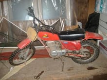 poor little guy surounded with junk lol1980 Xr80... currently in peices, having the frame painted                                                                                           