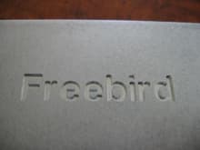 Freebird Logo in aluminum.
