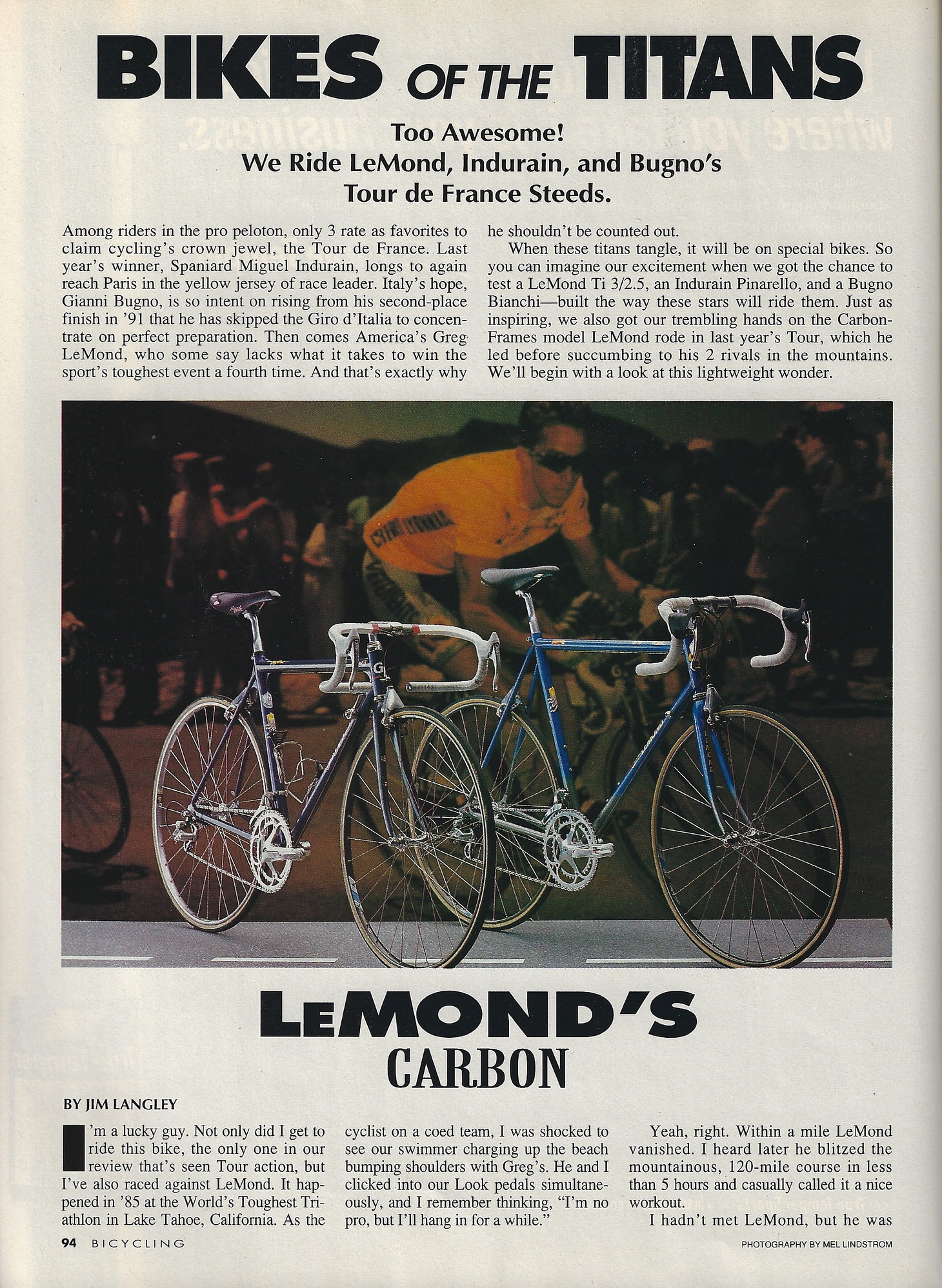 Road Test/Bike Review (1992) TdF Bikes of LeMond, Indurain, and Bugno ...