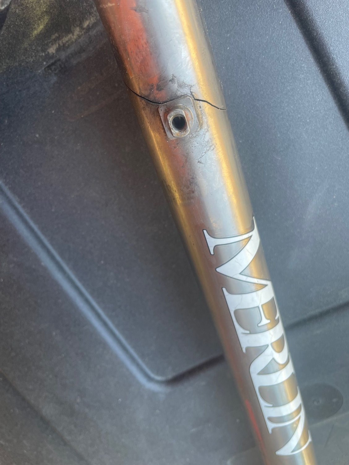 Probably rode for a thousand miles before spotting the crack. Disaster averted.