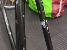 Rear brake mount. Notice the blue paint underneath.