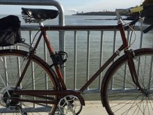 Pic on the pier with power plant in background 