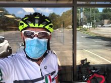 Masked up for a store stop.