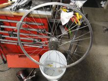 The wheel and it looks like it took a pretty good ding about the 2 O'clock position