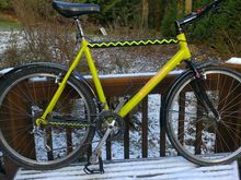 Mountain bike when the surface gets soft.  Presently has a narrow front tire, cuz the suspended one goes even harder off-road