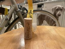 North Bend Bob likes to use corks as bar ends. I have so many!! (30,000 +) waiting for a project. 

This one is from my buddy Gerald Casale’s winery, 50x50. One of the most Burgundian domestic Pinot noirs I’ve ever had. 