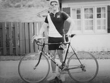 1979 beloved Ross Super Grand Tour with 10-14 “corn cob” cassette, wool shorts, leather shoes, kayaking helmet. 