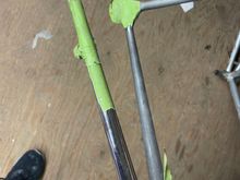 Chrome chain stays taped off for painting