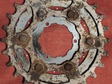 Bottom side.  Note winter corrosion.  White dots in both photos show the visual checks for alignment.