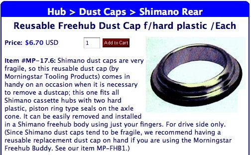 Shimano rear 2024 hub dust cap