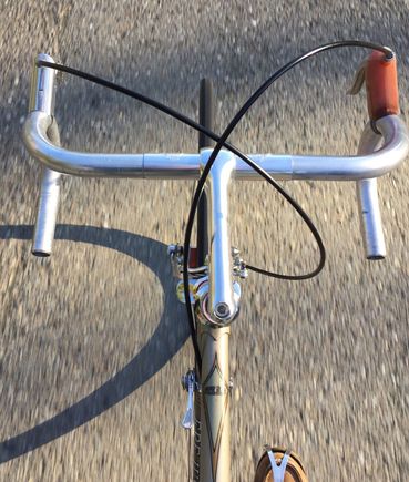 The project hinges on an answer to the question— Does a tall but short TT bike make for a good upright city bike?  The trial bars/stem/saddle/wheelset for the evaluation are presently on another project bike awaiting spousal input (so I’m not holding my breath)