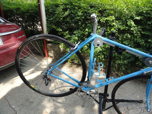 Added brake set and bottle cages, along with seat post.