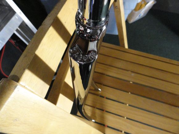 Fork detail with chrome all the way to the threads of the steerer tube. 