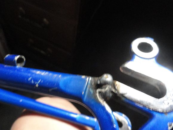 The weld is a bit fuzzy in this shot, but you can see how little paint damage was done while welding.