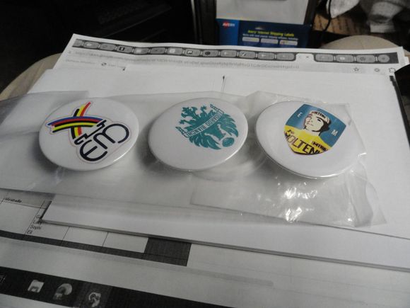 The latest and greatest bling from the Trash Panda Werks in the much recognized logos of our racing Heroes and the favorite bike brand of our own Bianchi Goddess.