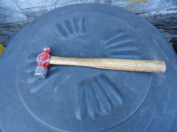 Today's tool of choice is a Mac Tools ball peen hammer.  It will be used exclusively for many blows to the aluminum liner.