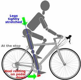 Heel on Pedal - Saddle Height Adjustment - Leg Fully Stretched