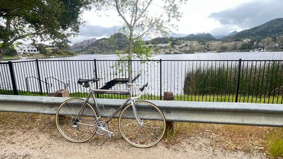 A view of my ‘90 Merlin with part of Lake Sherwood in the background.
