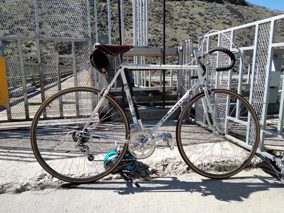 Campy shifters, SunTour Freewheel and toe straps.