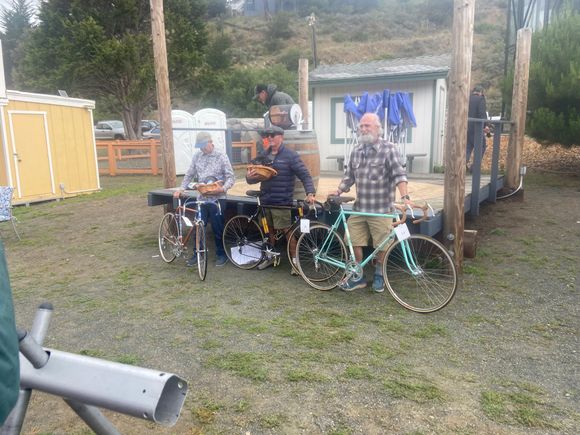 Culmination of the concourse with Curtis Odom’s Mario Confente edging out Jim’s gorgeous Baylis and the Bianchi Specialisima.