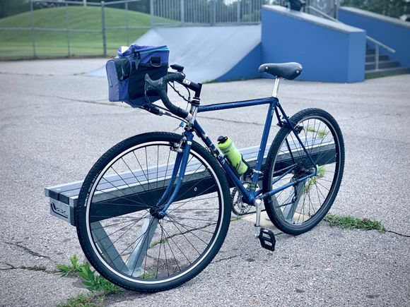 The skate park is near by, so all my bikes go down the ramps when we end up there. 
