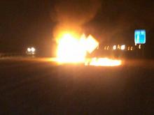 when she burnt down on the way home from work, right after the gas tank exploded