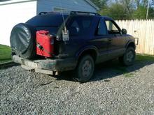 The Grimace before the lift, first gas can mount.