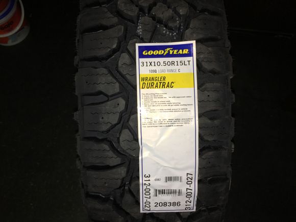 New set of 31x10.5 Duratracs