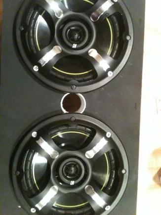 new box i made. flat black is tight. kicker 6.5 speakers sound great.