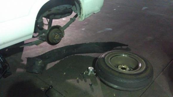 tread ripped off and wrapped its self around the axle.