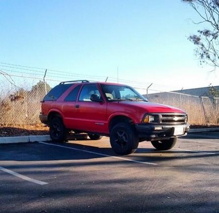 Most recent picture after painting the rims and grille. Plus new headlights. Also, had to replace the inner/outer tie rods after the lift.
