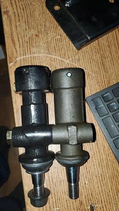The Proforged part is one the left and you can see how it is taller and has bigger bearing than the Moog. I returned the Proforged parts. The truck aligned and drives great with the Moog parts. 