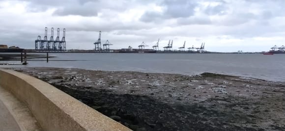 Across the Orwell mouth to Felixstowe docks, one of the biggest container ports