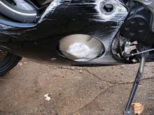 Left fairing and stator cover damage