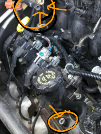 Circled areas of unexplained looks to be missing hoses
