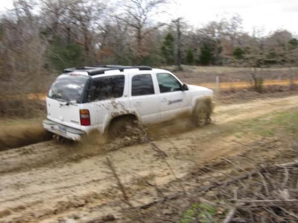 digging/peeling out in the mud