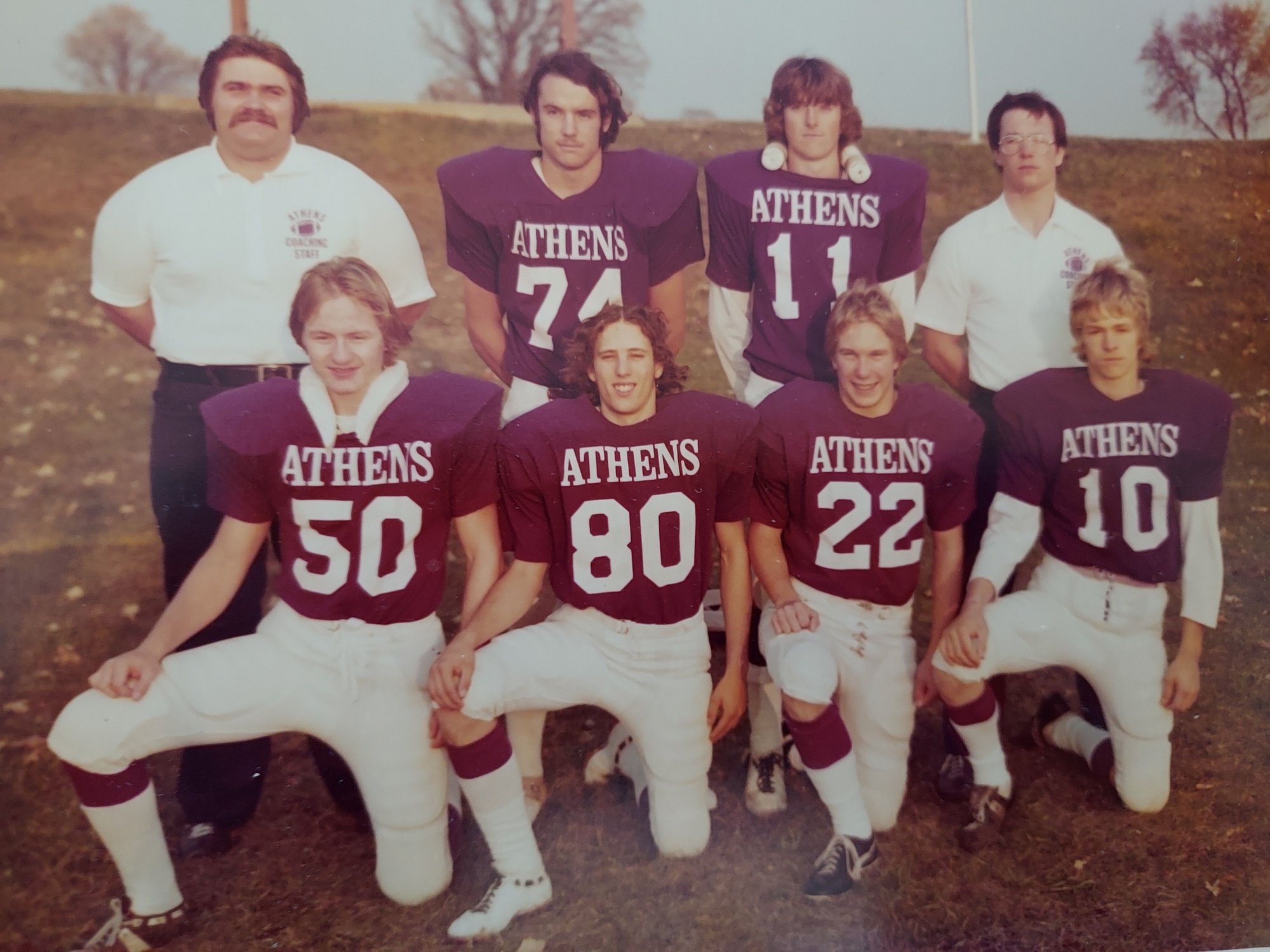 Senior year in HS, Fall '76, I'm still #22.  My hair was much shorter.