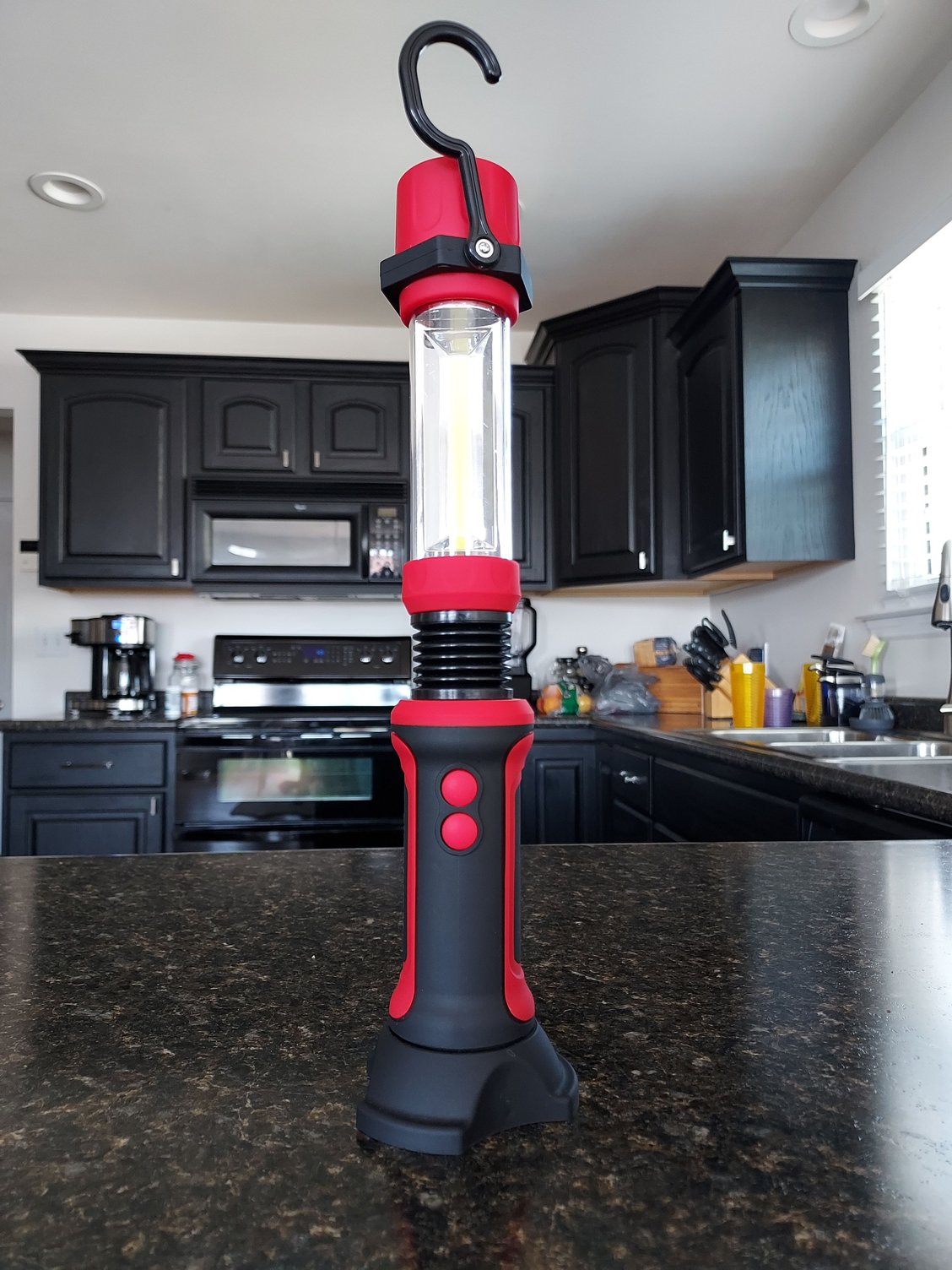 Cool shop light as an attendance prize.  This sucker throws out a bunch of light.  Both the hanger hook at the top and a magnetic base.  It can be oriented in almost any direction.  I will definitely get some use out of this!