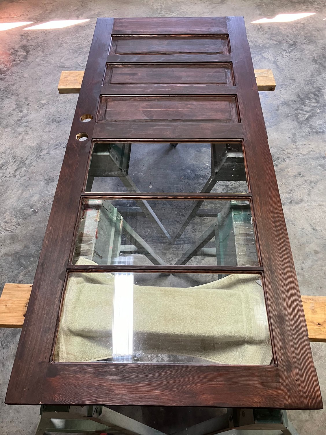 Stain application (Red Mahogany)