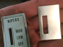Comparing the new wiper switch face plate with the original
