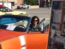 Local Feature Reporter Belin DeLeon doing a live spot from my drivers seat. Summer of 2015. Landmark Car Show, Greenwood Village Colorado