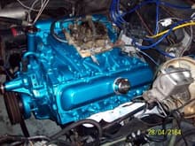 I'm starting to think the engine may have actually been rebuilt, because it was painted with a lighter color blue,(maybe the Toronado blue),not the correct Olds blue that I used when I first built it, so I got the correct color and repainted it right there in the car.